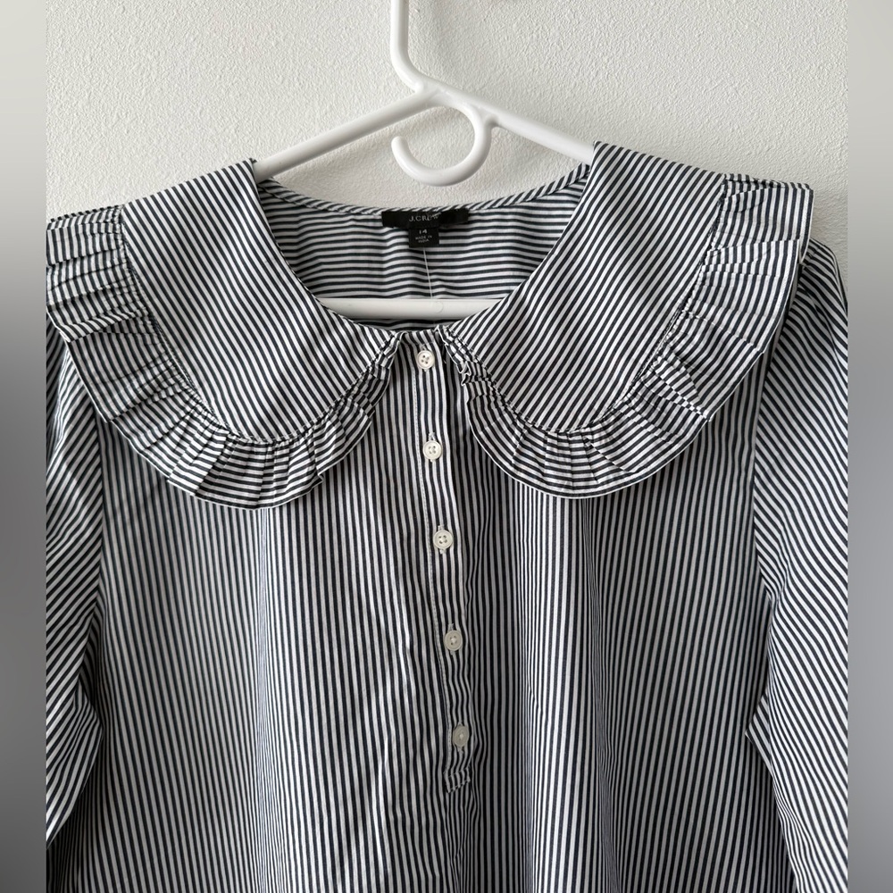 J crew Oversized ruffle-collar shirt in stripe - Picture 3 of 4